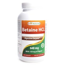 베스트네츄럴스 베타인 HCL 648mg 글루텐 프리 무설탕 캡슐, 250개입, 1개
