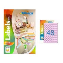 [올바른] 칼라라벨 연분홍 (레이저 잉크젯공용) -(원형48칸), 50매, AL448PP