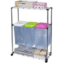 오토 재활용 3칸 + 2단 선반 분리수거함, 혼합 색상, 1개