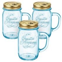 보르미올리 콰트로 스타지오니 핸들자 유리저장병 블루, 415ml, 3개입