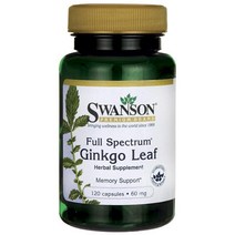 스완슨 풀 스펙트럼 은행나무 잎 60mg 캡슐, 120개입, 1개