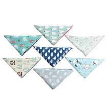 드레스하우스 유아동용 블루 패턴 양면 스카프빕 데일리 5p