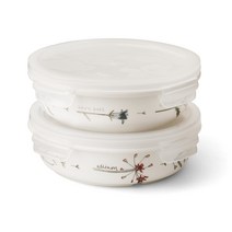 ZEN 레이첼바커 메도우플라워 원형 특대 LOW 디바이드 밀폐용기 2종 세트, 1세트, 용기 2p + 뚜껑 2p