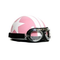 오토바이 스쿠터 헬멧 / 연예인 클래식 스타 고글 헬멧 화이트스타(핑크)