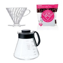 하리오 커피드립세트 포트 800 ml XVD-80B + 드리퍼 VD-03T 여과지 VCF-03-100W, 혼합색상, 1세트