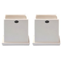 행복한세상 무광택 사각 화분 2p + 화분받침 2p 세트, 화이트
