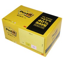 쓰리엠 포스트잇 대용량팩 102 x 76 mm 657-15A, 노랑, 새싹그린, 러블리핑크, 1세트