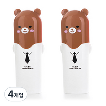 DM 알럽홈 귀여운 애니멀 여행 칫솔 케이스 브라운, 4개입