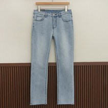 큐니걸스 여성용 배색스티치 세미일자 데님팬츠