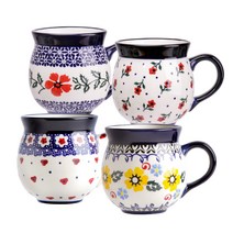 메종오브제 프라카 항아리머그 4종 세트 중, 레드블로썸, 메리골드, 카멜리아, 티니로즈, 1세트