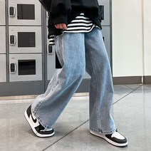 매드시스터 여성용 케르테스 논스판 와이드 청바지