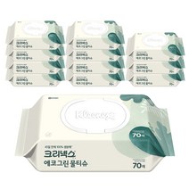 크리넥스 에코 그린 물티슈 캡형 랜덤 발송, 70매, 12팩
