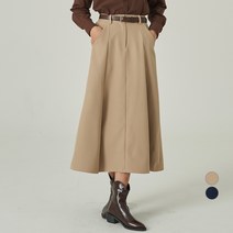 ELLE PARIS 여성용 플리츠 A라인 롱스커트