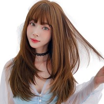 하이유니 레이어드 C컬 펌 롱 통가발 65cm + 가발망 + 거치대 세트, 허니브라운, 1세트