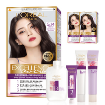 로레알파리 엑셀랑스 듀오크림 염모제, 5.14호 애쉬 브라운 6GA, 3개