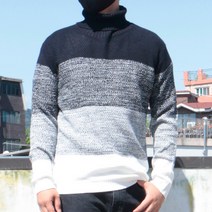 리셋 남성용 삼색 슬라브 폴라 니트