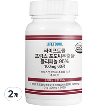라이프토콜 프랑스 포도씨추출물 폴리페놀 95% 60정, 2개, 24g