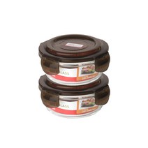 아이에코리아 수퍼 오븐글라스 원형 내열유리 밀폐용기 400ml, 2개입, 용기 2p