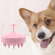 아리코 고양이 & 강아지 목욕 마사지 브러시, 핑크, 1개