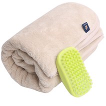 모즈펫 미라클 반려동물 목욕타월 대형 + 샤워 브러쉬 세트, 베이지