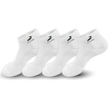 크로커다일 남성용 스포츠 자수 쿠션 루키 스니커즈 양말 CD216 4족, 화이트