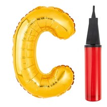 파티팡 알파벳 은박풍선 대 골드 + 풍선용 손펌프 세트, C, 1세트