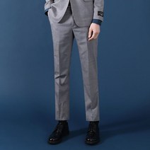 리버클래시 남성용 스타체크 슬림핏 스판 반우라 정장 슬랙스 LGS13409