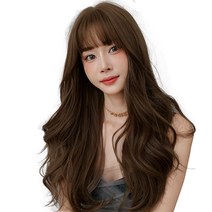 하이유니 그레이스 웨이브 펌 통가발 65cm + 가발망 + 거치대 세트, 쿨브라운