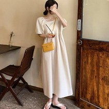 패션풀 코롱 벌룬 스퀘어 롱 원피스 26041