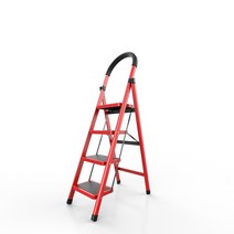 코끼리리빙 접이식 스툴 사다리 A형 4단 레드, 1개