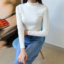 투데이앤룩 여성용 속기모 반목 긴팔 목폴라
