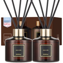 쿤달 퍼퓸 디퓨저 200ml 2개 + 섬유스틱 10개, 아쿠아키스향, 1세트
