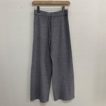 오키진 여성용 폼폼니트 와이드 밴딩팬츠