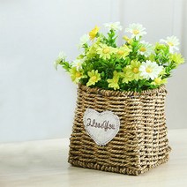 영누몰 자수 포인트 라탄 화분, D타입