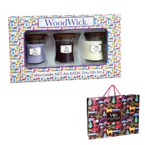 우드윅 미니자 3종 캔들 선물 세트 + 박스 + 쇼핑백, 라벤더스파, 블랙체리, 화이트티크