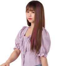 가발위드 투톤 스트레이트 컬러 헤어피스 5p + 트윙클 붙임머리 세트, 핑크그라데이션(피스), 랜덤발송(트윙클 붙임머리), 1세트