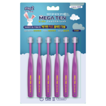 메가텐 키즈 360 어린이 유아칫솔 플레인 2단계 6P, 혼합 색상, 1개, 6개입