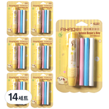 샤프식 지우개 케이스 + 리필 지우개 3종 세트, 노랑, 14세트