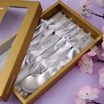 러브스토리 샤틴 레이저 수저세트, 수저2벌,저분2벌,종이케이스