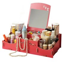 DIY화장품정리함 거울형, 진핑크