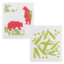 쿠 핀란드 행주 2p 세트 곰 + 완두콩, 혼합 색상