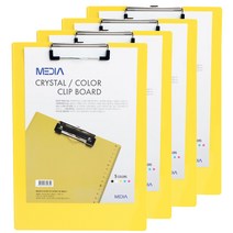 MEDIA 크리스탈 칼라 클립보드, 노랑색, 4개입