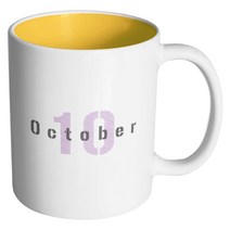 핸드팩토리 원먼스 10월 머그컵, 내부 옐로우, 1개