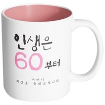 핸드팩토리 인생기념일 어머니회갑 머그컵, 내부 파스텔 핑크, 1개