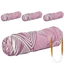 체스코튼목도리DIY 코튼롤 + 고급흑대바늘4.5mm, 1세트, 58 퍼플믹스