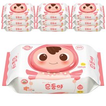 순둥이 베이직 무향 엠보싱 플러스 유아물티슈 캡형, 100매입, 10팩