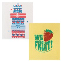 유니아트 북유럽 행주 2p 세트 선물상자, 딸기 옐로우