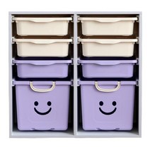 보노하우스 레브 해피수납장 4단 더블 화이트프레임, 아이보리 + 바이올렛