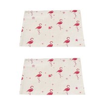 아울리빙 플라밍고 키친 린넨 테이블매트 2p, O, 42 x 32 cm