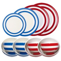 코니쉬웨어 국공기 + 밥공기 + 접시 블루 레드 4인 한식기세트, 1세트, 밥공기 4p + 국공기 4p + 사이드접시 + 블랙퍼스트접시 + 런치접시 + 메인접시